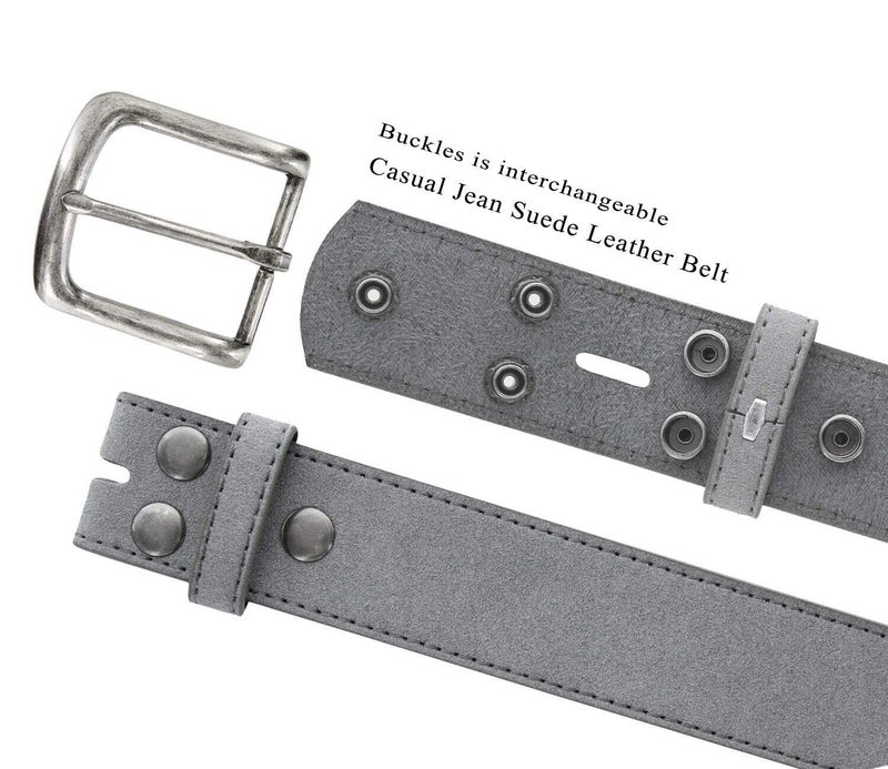 Belts.com Men's Belt Rounded Edge Heel Bar Buckle Casual Jean Suede Leather Belt 1 1/2" Wide (Gray, 34) - Image 2